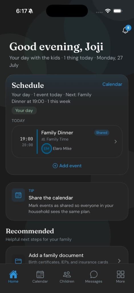 Carevine home — schedule, tips, and family recommendations